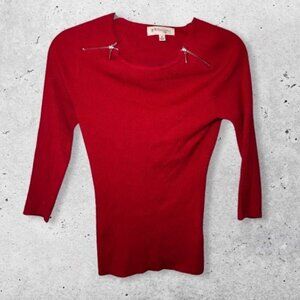 Philosophy Republic Clothing Sweater Top Ribbed Knit Bracelet Sleeve Red W Small